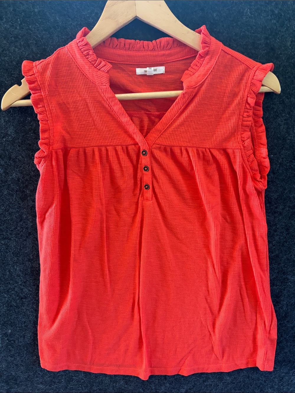 Maurices Red Ruffle Sleeve V-Neck Top Coral color medium